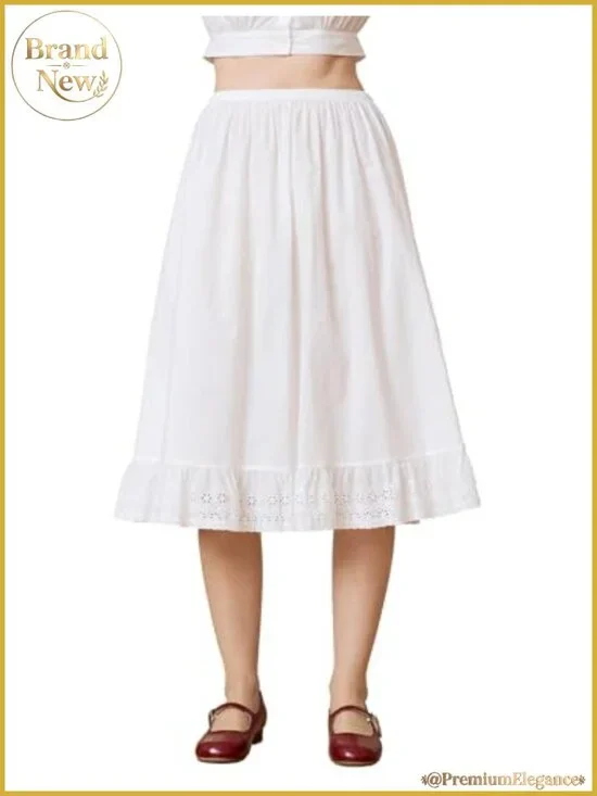 Women's 100% Cotton Half Slip for Under Dresses Lace Underskirt Anti-Static