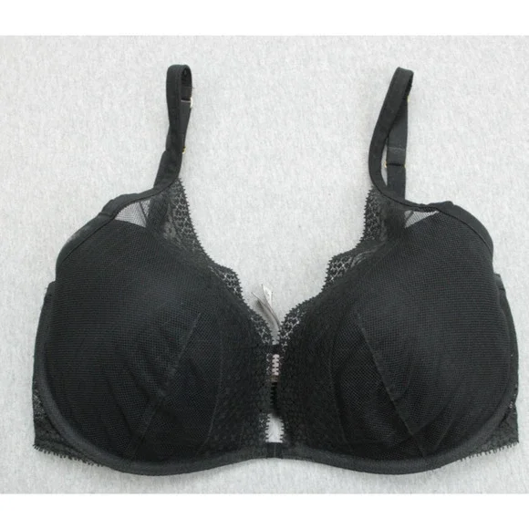 Victoria's Secret Bra Womens 34DDD Black Incredible Plunge Lace Adjustable Strap