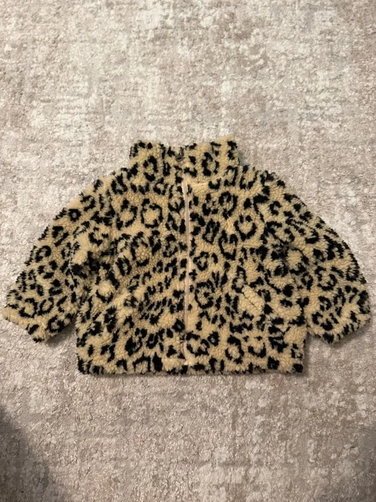 Ralph Lauren Kids Leopard Print Plush Zip Jacket - Beige & Black size 9M