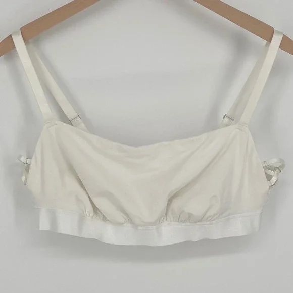 Aerie Womens Cotton Scoop Bralette‎ Bra Size XL Side Lattice Adjustable Straps