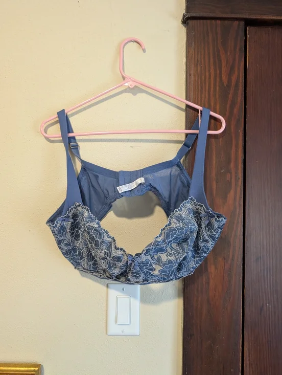 Cacique Unlined‎ Balconette In Cornflower Blue With White Lace Detailing