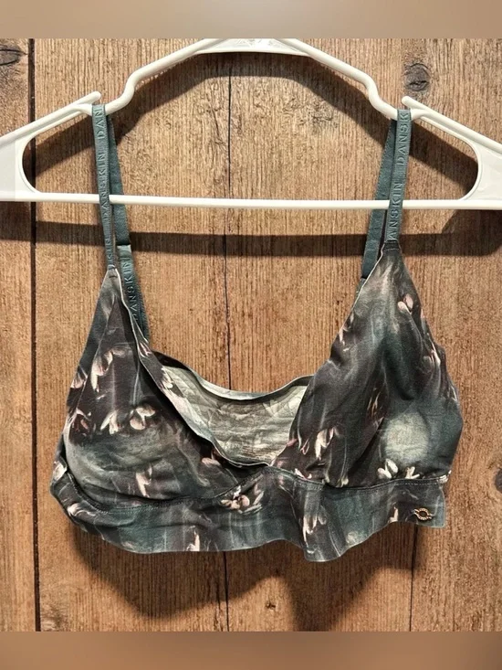 Danskin seamless Teal Floral Wireless Bralette bra XL