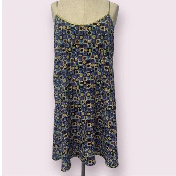 Y2K Women L‎ Babydoll Slip Dress Colorful Satin Nightgown Geometric Whimsigoth