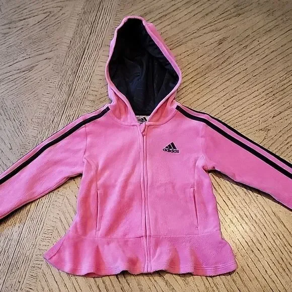 2T pink velour Hooded jacket Adidas 💖