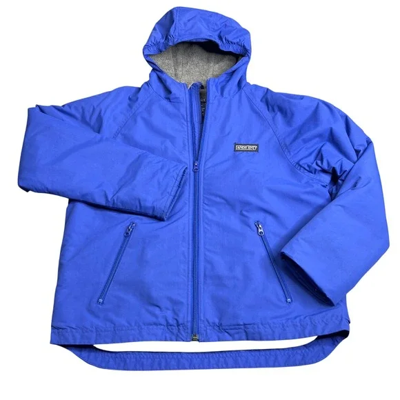 Lands End Kids Blue Jacket Polartec Fleece Lined Hooded Large 14-16