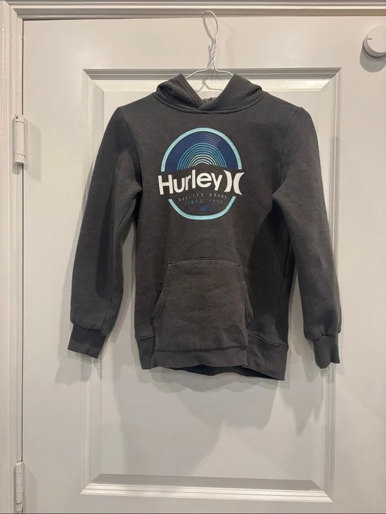 Hurley Kids' Charcoal Hoodie with Blue Logo
