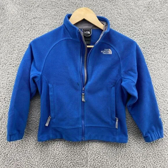 The NORTH FACE Fleece Boys Youth Blue Full‎ Zip Windwall Jacket Size Small READ