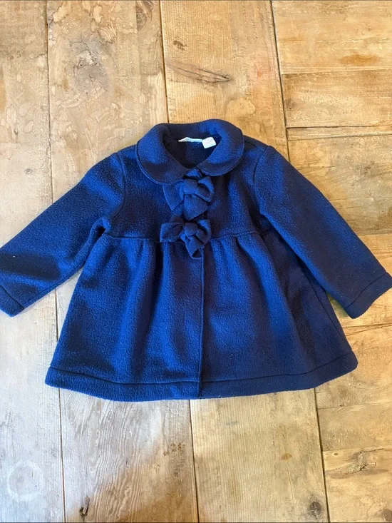 Impressions Navy Blue Peacoat with Bow Accents