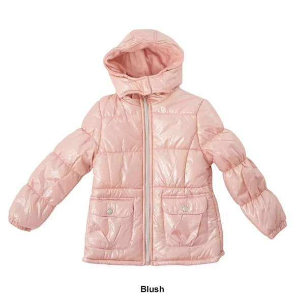 Pink Platinum Blush Pink Puffer Jacket with Hood