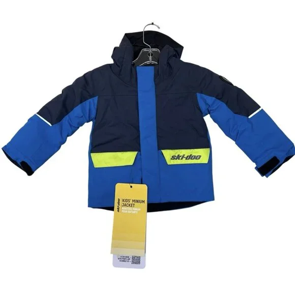 Ski-Doo Kids Jacket Boys‎ Size 3 Blue Yellow Hooded Pockets Coat Winter