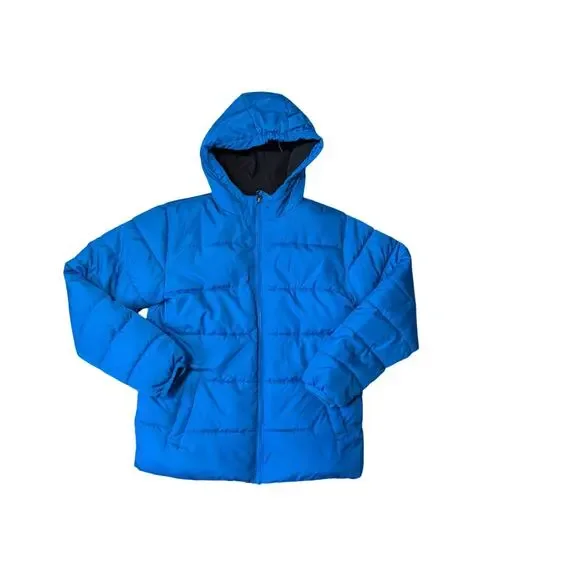 Swiss Tech Boys Blue Hooded Puffer Jacket Quilted Winter Coat Size L (10-12)
