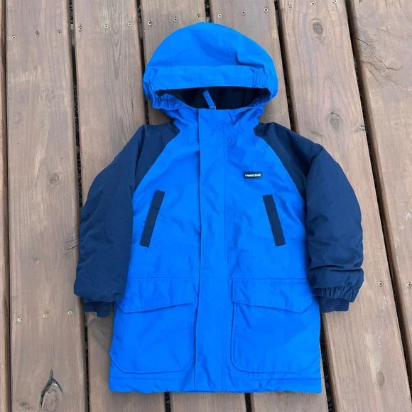 Kids Lands' End Squall Jacket Winter Coat Blue Colorblock Youth Size XXS 2-3