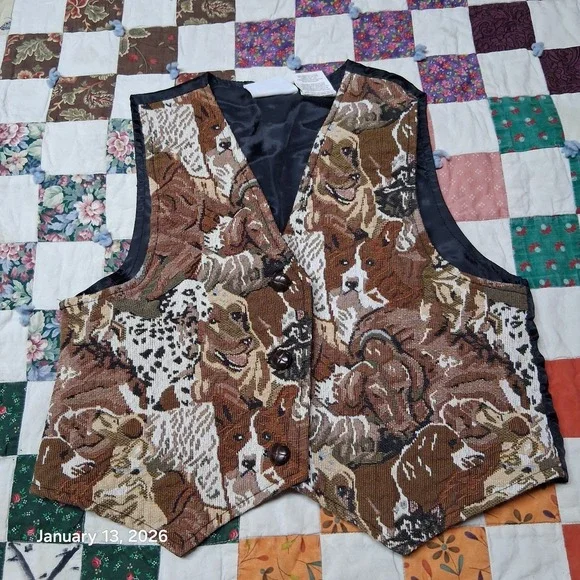 Vintage In Design Dog Tapestry Suit Vest Youth Size‎ 10