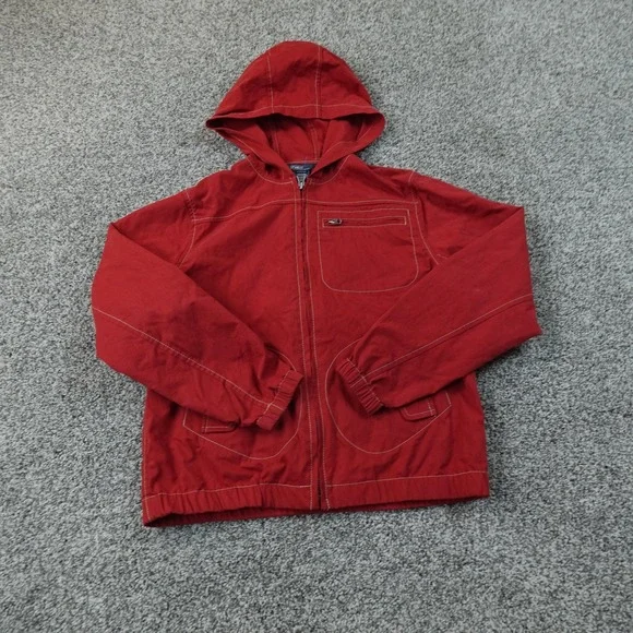 VTG Polo Ralph Lauren Jacket Kids M 10-12 Red Hooded Full Zip Windbreaker Youth