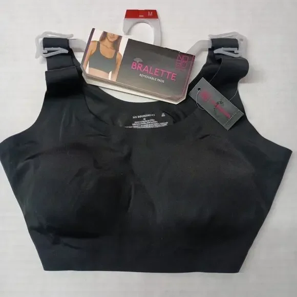No Boundaries Bonded Scoop Bralette Padded‎ Pullover Black Juniors M Medium