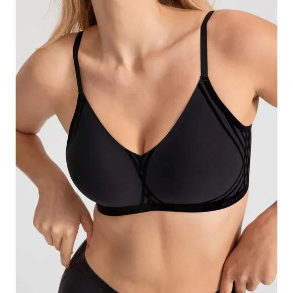 Honeylove silhouette Bra Vamp Black Wire-Free Support silhouette Medium NWT