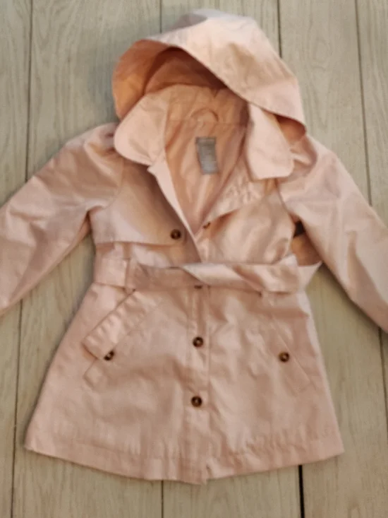 Tahari Girls' Hooded Trench Coat in Light‎ Pink Size S 4-5t