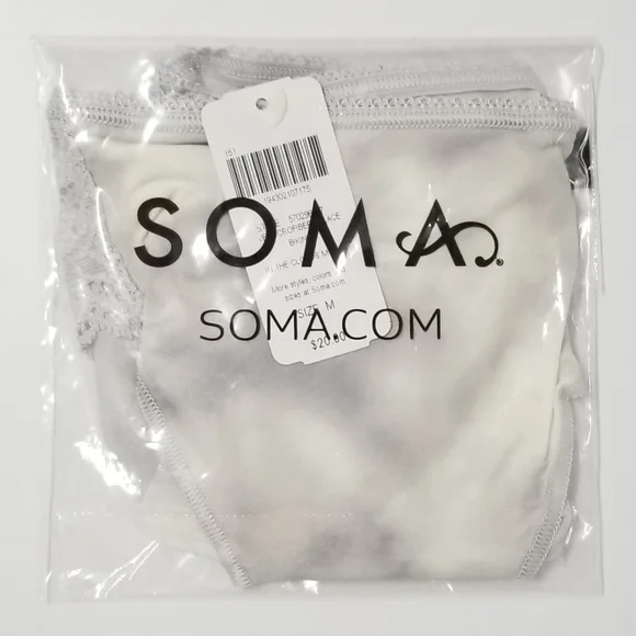 SOMA Vanishing Edge Microfiber Bikini Panty White In The Clouds Print Med NWT