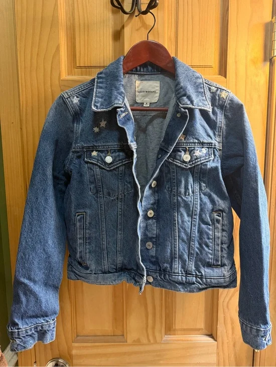 Lucky Brand Denim Jacket with Star Embellishments - Blue