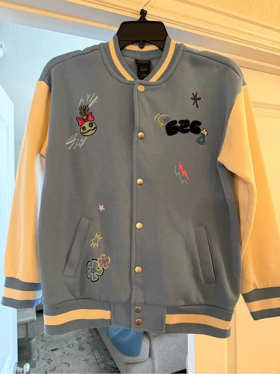 Disney Light Blue and Cream Kids' Embroidered Varsity Jacket