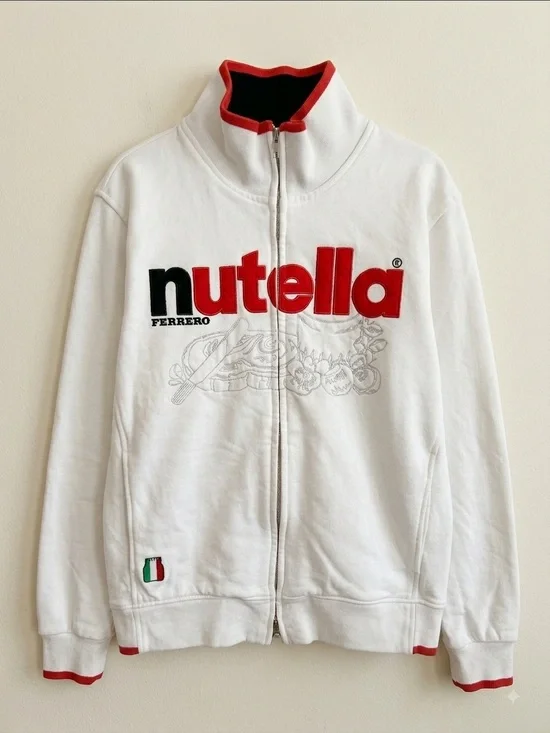 Vintage Nutella Ferrero Full Zip Track Jacket White Red Accent