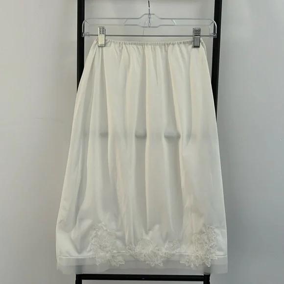 Vintage 60s Van Raalte Cream Suavette Nylon Lace Half Slip Women Size M