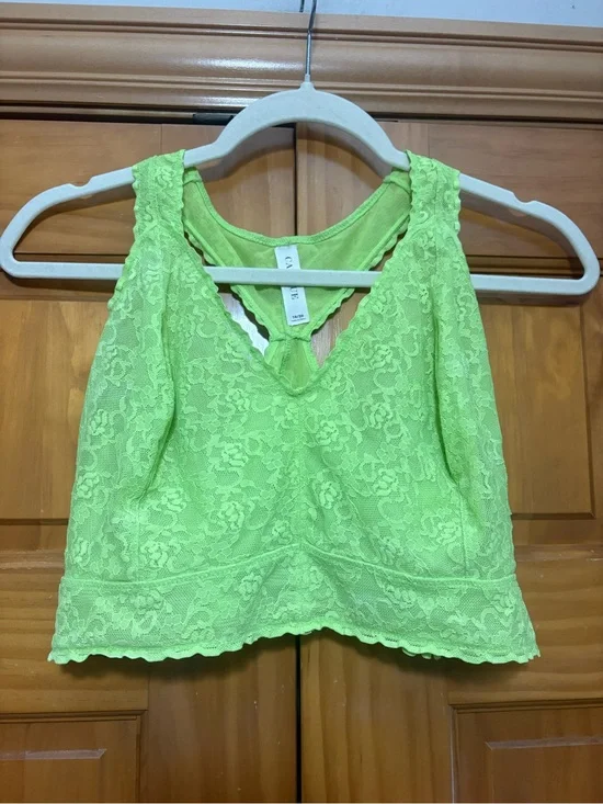 Cacique Lace Bralette Tank in Bright Green Size 18/20 EUC