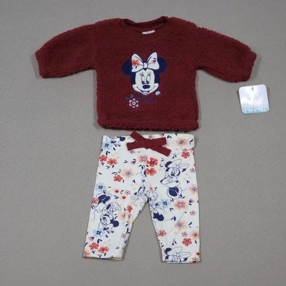 Disney Baby Girls Minnie Mouse Sherpa Top and‎ Leggings Set - Sheer Pink - 3-6M