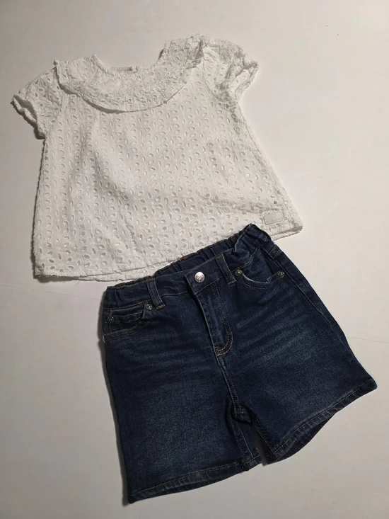 Koala White Eyelet Peplum Top for Girls - Size 6
