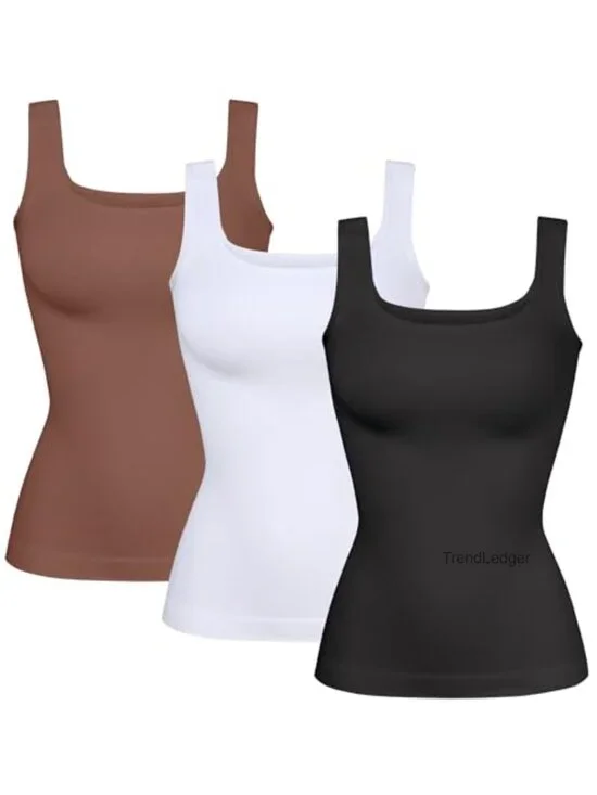 Women's Seamless Shapewear Tank Top Tummy Control Square Neck Compression