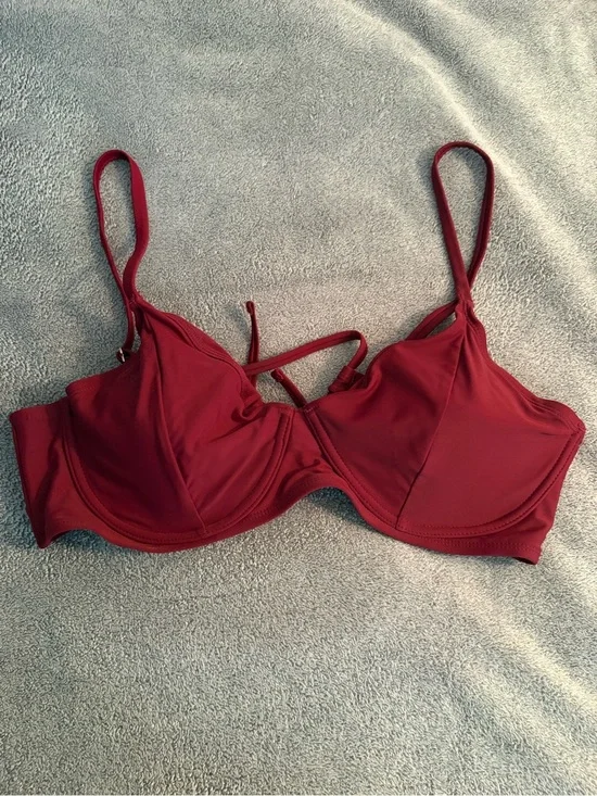 Time And Tru Bikini Top XL Red Underwire Adjustable Straps Strap Detail