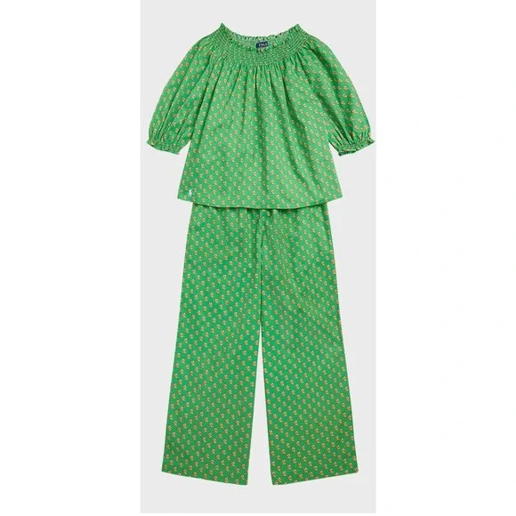 Polo Ralph Lauren Girl's Floral Smocked Cotton Top and‎ Pant Set Size 7