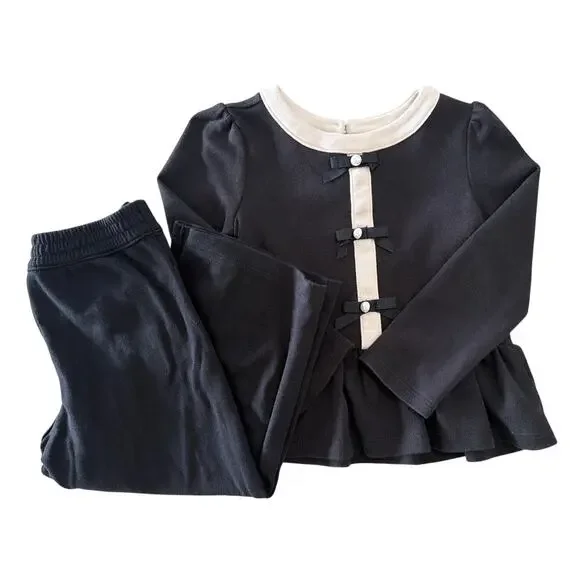 Janie and Jack 2-Piece Outfit Set, Toddler Girls 3T, Peplum Top & Wide Leg Pants