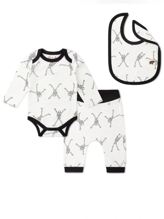 M+A by Monica + Andy Organic Cotton First Moves Set (Funny Bones 🦴)
