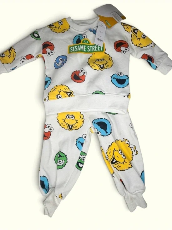 Sesame Street Kids' Print 2 Piece Outfit Set (Used Pants) (New Sweater) (12M)
