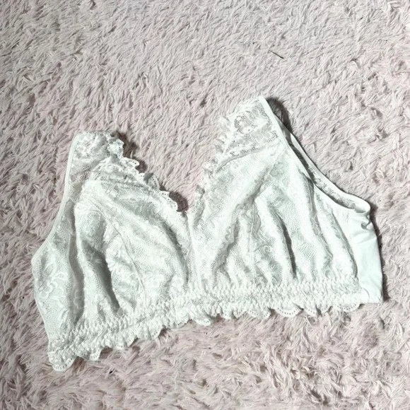 White Floral Delicate Feminine Coquette Twee Full Coverage Bralette Womens 5XL
