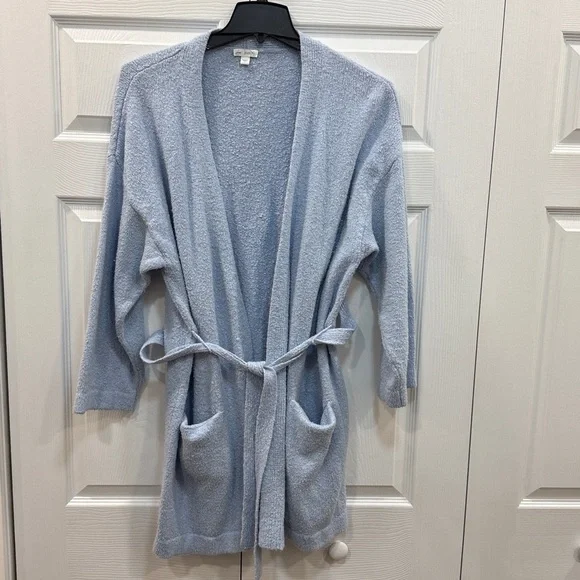 Pure Jill Sleep Wear Loose Knit Robe Tie Blue Size Large  Cotton/nylon/acrylic