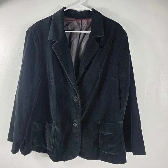 Spiegel Vintage Black Velvet Blazer Women's‎ Size 46 Career Jacket