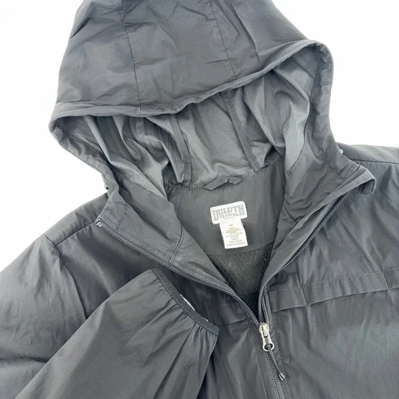 Duluth Trading Co Womens Black Hooded Mesh Lined Full Zip Windbreaker Jacket M