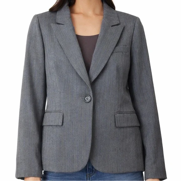 Tahari Grey Wool Blazer Jacket