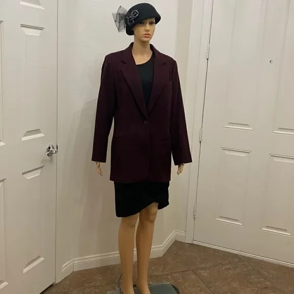 Eddie Bauer Purple Plum Medium Woman’s  Button Long Sleeve Jacket Wool Angora