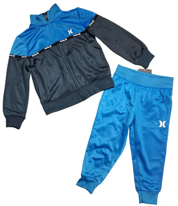 Hurley Toddler Boys 12M Two Piece Track Suit Jacket Pants Blue Navy Zip Front