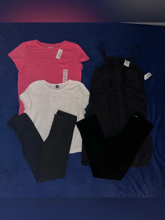 New Girls Lot of 5 Old Navy Leggings Shirts Tops Dress Size XL NWT Bundle
