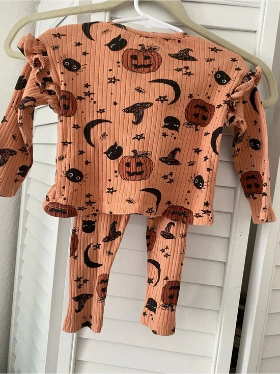 Jessica Simpson Baby “Halloween Pumpkin 2pc Set” Size 12mo Orange/Blk NWOT