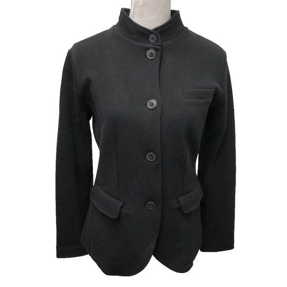 Banana Republic Military Pique‎ Jacket Womens Small Black Career Professional