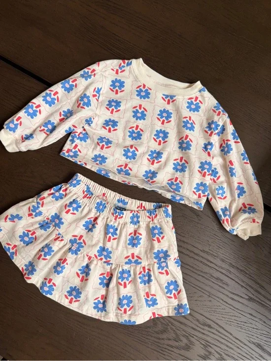 OLD NAVY Kid Floral Two-Piece Skirt Set - 12-18 M