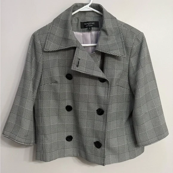 Larry Levine Buffalo Plaid Double-Breasted Peacoat NWOT