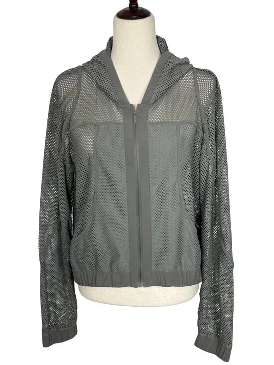 LULULEMON Relaxed Fit Mesh Jacket Gray Sage Sz 6 #W3EZOS NWOT