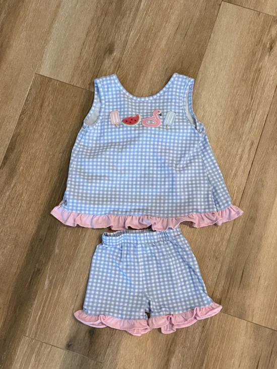 Stitchy Fish Gingham Appliqué Outfit