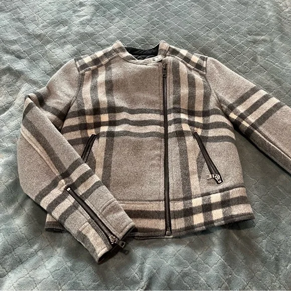 GAP‎ Gray and Black plaid Puffer wool Coat
